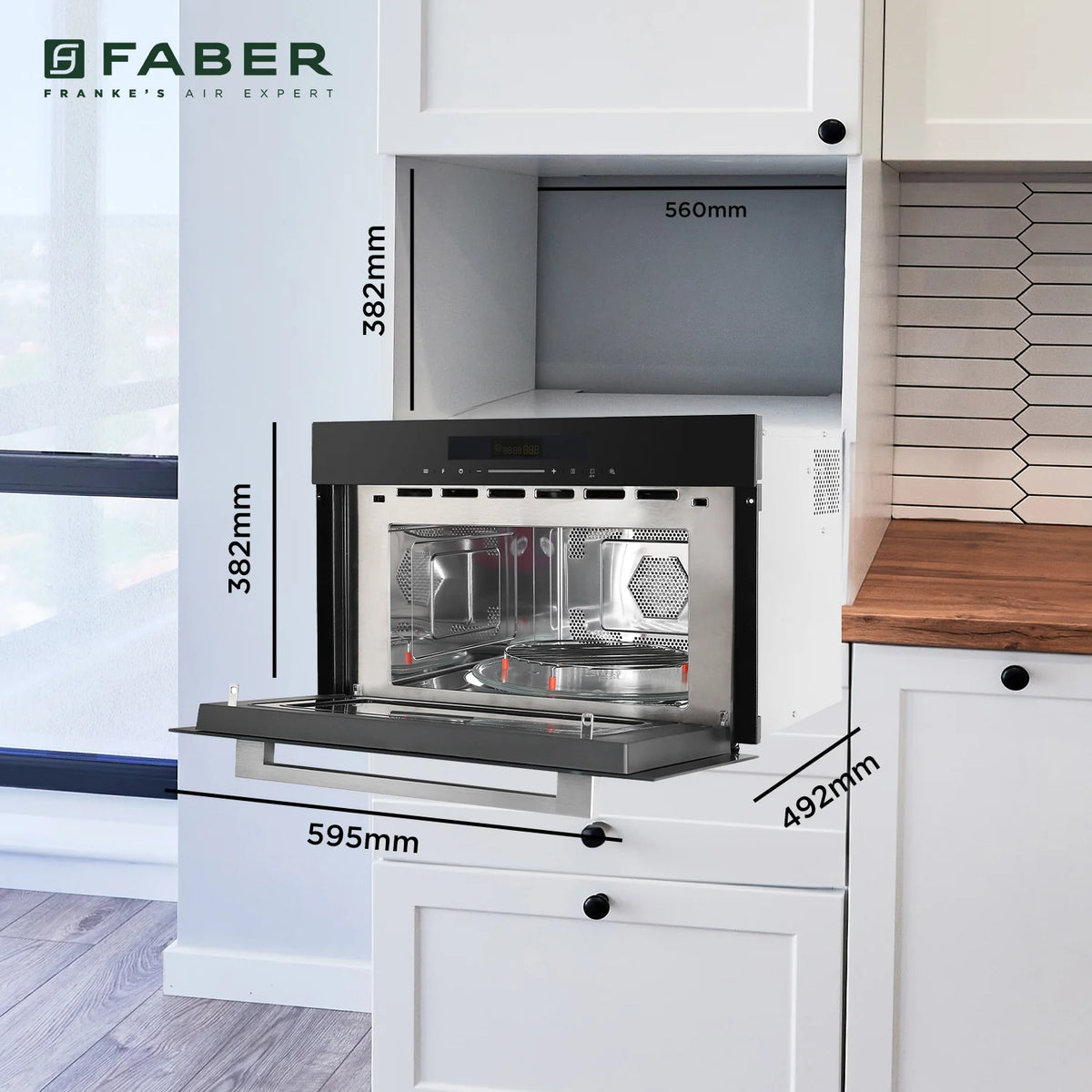 Faber FBIMWO 34 CGS BK Built-in Microwave Oven – 34L Black Finish, Touch Control, Grill & Convection Cooking, 10 Auto Cook Menus-6