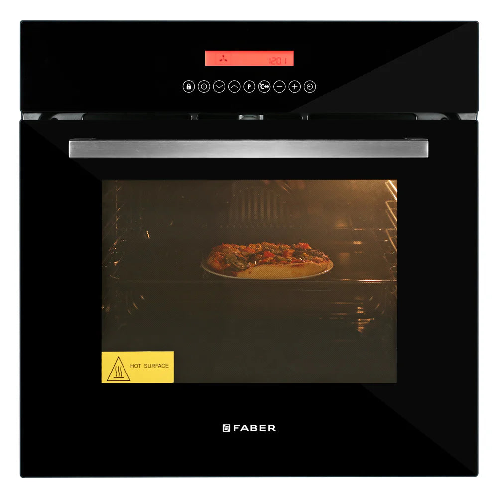 Faber FBIO 67L 10F GLB Built-in Oven – 67L Black Glass, 10 Cooking Functions, Sensor Touch Control with Memory, Digital Timer, Energy Efficient