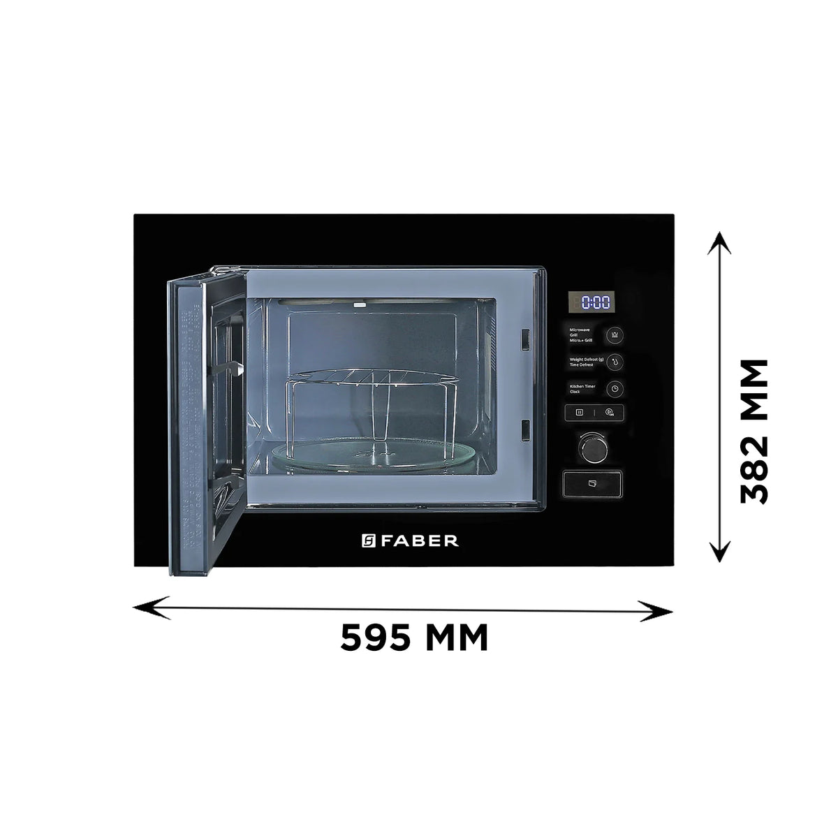 Faber FBIMWO 20L SG BK Built-in Microwave Oven – 20L Black Finish, Touch Control, 10 Auto Cook Menus, Defrost Function, Energy Efficient-6