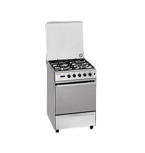 Faber FCR 52L 4B BEG 55cm Stainless Steel Cooking Range – 4 Burners, Auto Ignition, Gas Grill & 52L Enamel Oven