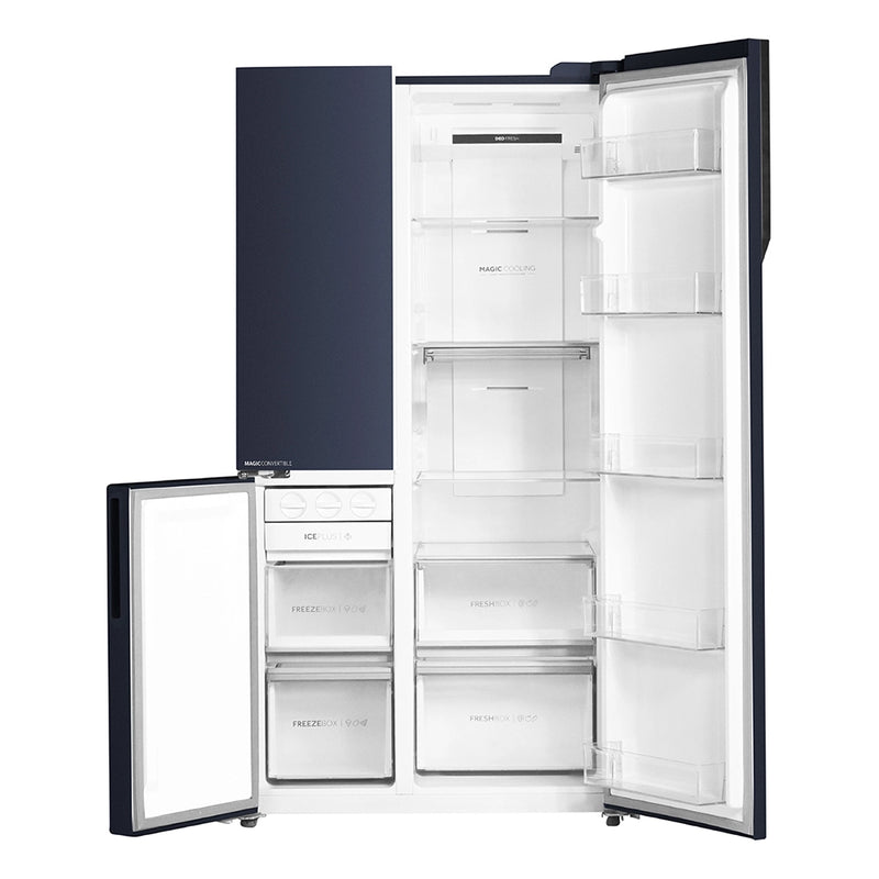Haier 598L 3 Star Graphite Black 3 Door Smart Convertible Side-by-Side Refrigerator | HRT-683GKU1-15