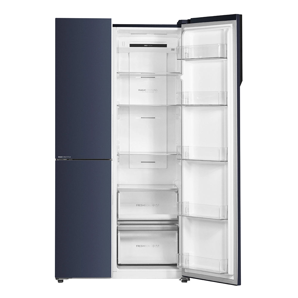 Haier 598L 3 Star Graphite Black 3 Door Smart Convertible Side-by-Side Refrigerator | HRT-683GKU1-14