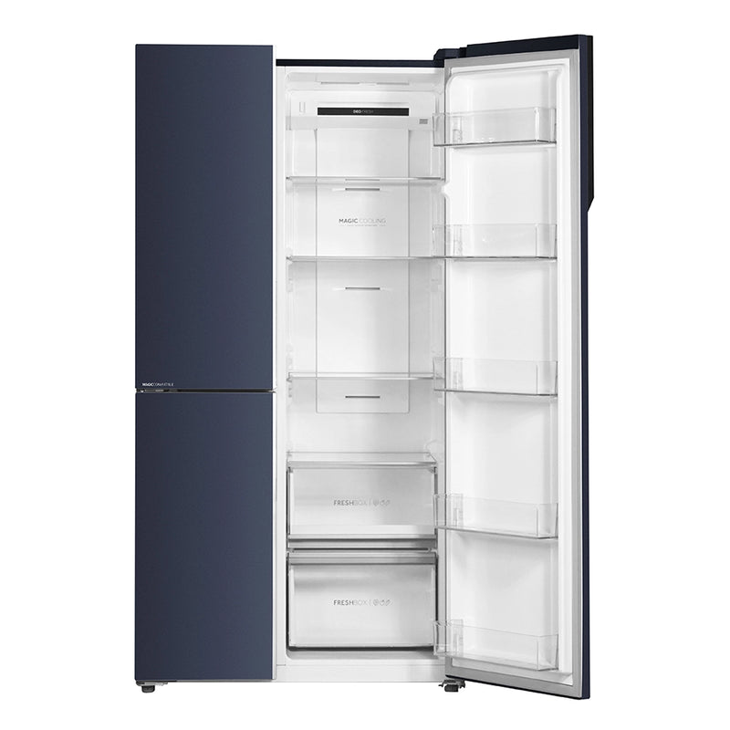 Haier 598L 3 Star Graphite Black 3 Door Smart Convertible Side-by-Side Refrigerator | HRT-683GKU1-14