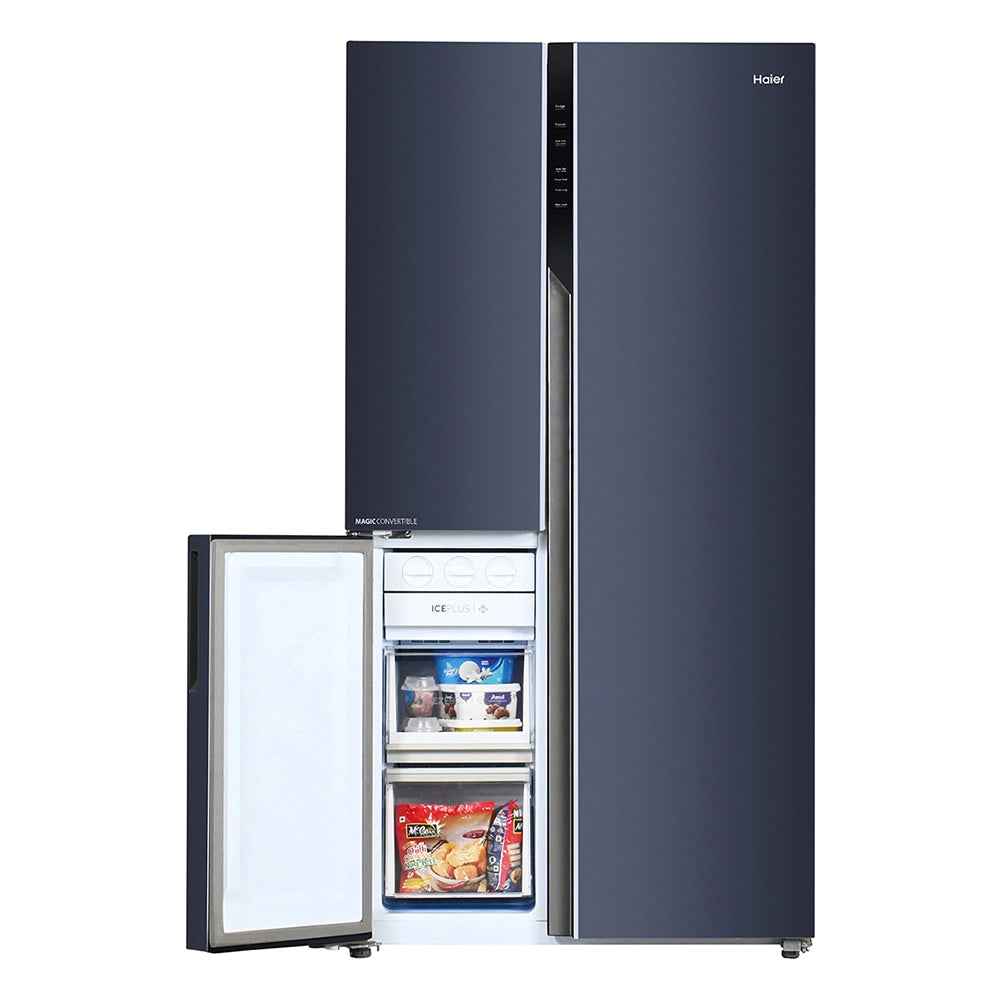 Haier 598L 3 Star Graphite Black 3 Door Smart Convertible Side-by-Side Refrigerator | HRT-683GKU1-7