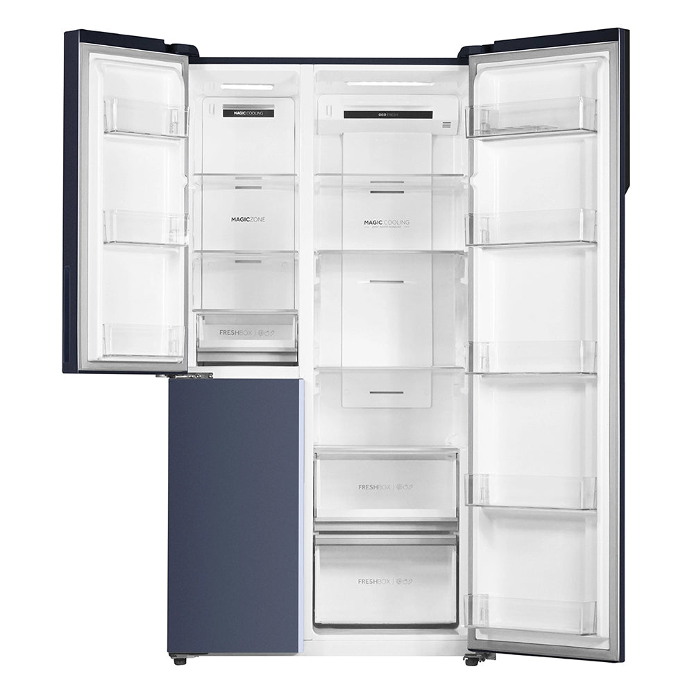 Haier 598L 3 Star Graphite Black 3 Door Smart Convertible Side-by-Side Refrigerator | HRT-683GKU1-2