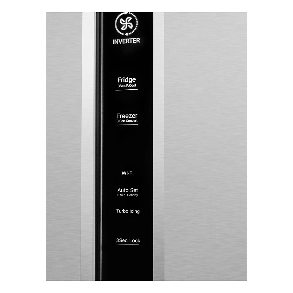 Haier 596L Smart Convertible Side-by-Side Refrigerator with Water Dispenser, Shiny Steel | HRS-682WRSU1-6