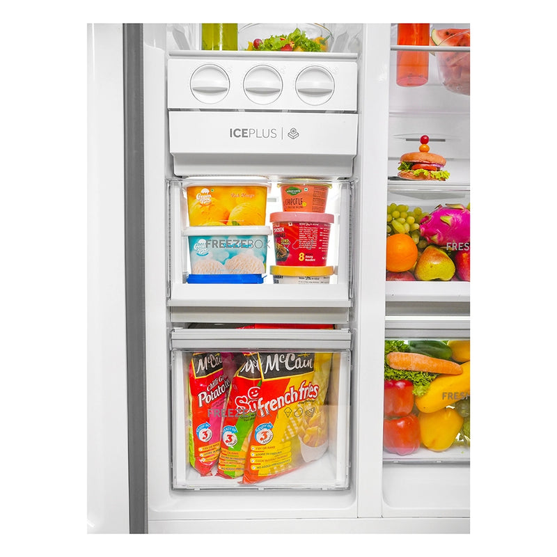 Haier 596L Smart Convertible Side-by-Side Refrigerator with Water Dispenser, Shiny Steel | HRS-682WRSU1-5