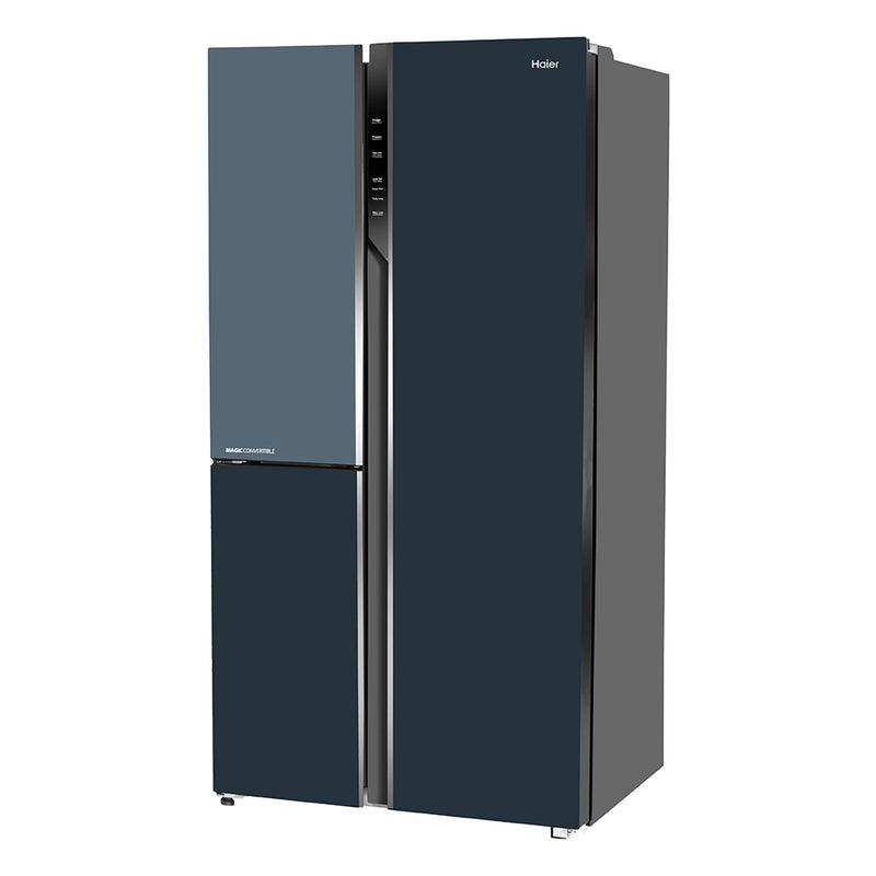 Haier Vogue Series 598L 3 Star Grey Onyx Glass 3 Door Convertible Side-by-Side Refrigerator | HRT-683GOG-2
