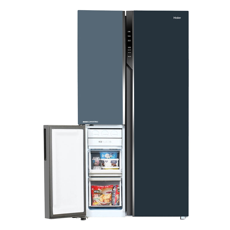 Haier Vogue Series 598L 3 Star Grey Onyx Glass 3 Door Convertible Side-by-Side Refrigerator | HRT-683GOG-5