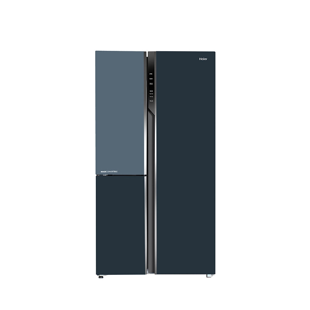 Haier Vogue Series 598L 3 Star Grey Onyx Glass 3 Door Convertible Side-by-Side Refrigerator | HRT-683GOG