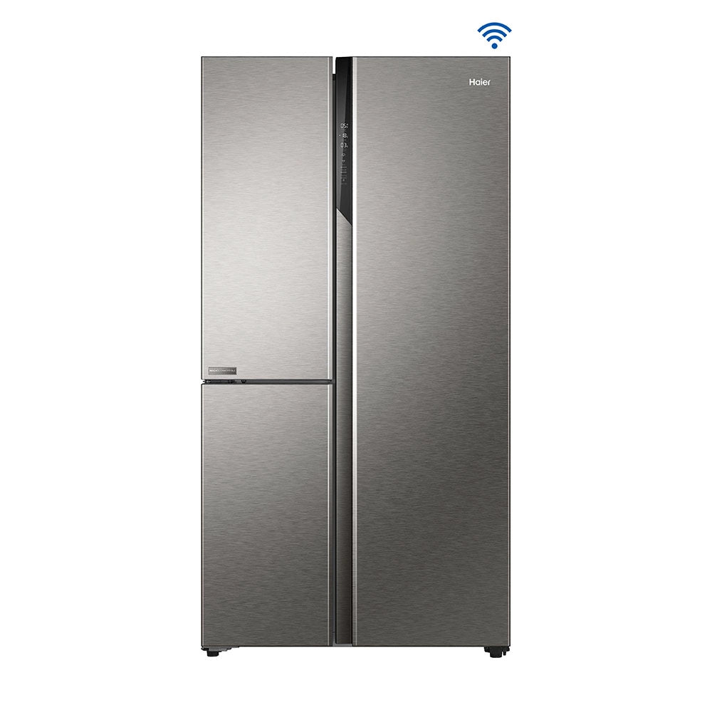Haier 598L 3 Star Inox Steel 3 Door Smart Convertible Side-by-Side Refrigerator | HRT-683ISU1