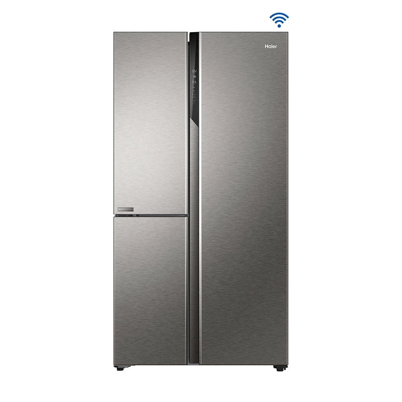 Haier 598L 3 Star Inox Steel 3 Door Smart Convertible Side-by-Side Refrigerator | HRT-683ISU1-1