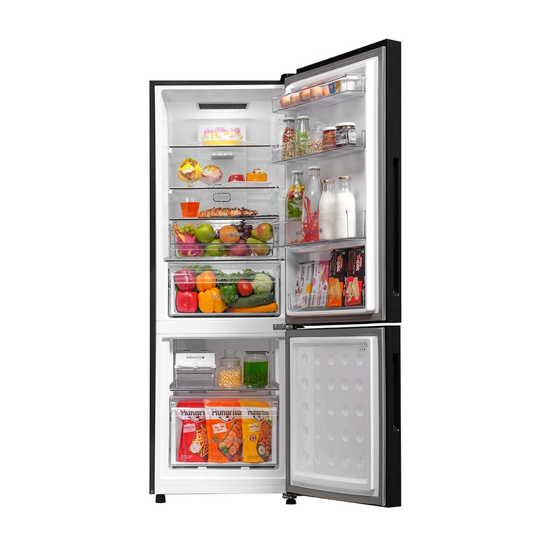 Haier 265L 2 Star Black Glass Bottom Mount Refrigerator | HRB-3152PKGA-P-4