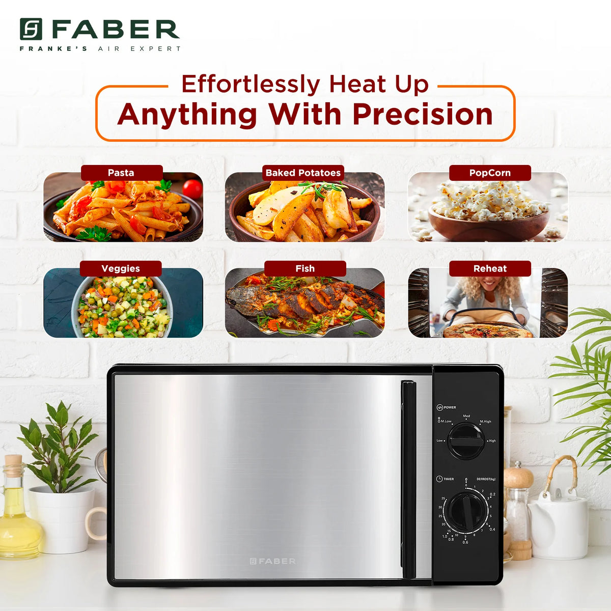Faber FMW Instacook 20_S Microwave Oven – 20L Capacity, 700W Power, 5 Power Levels, Easy Clean Interior, Defrost Function-2