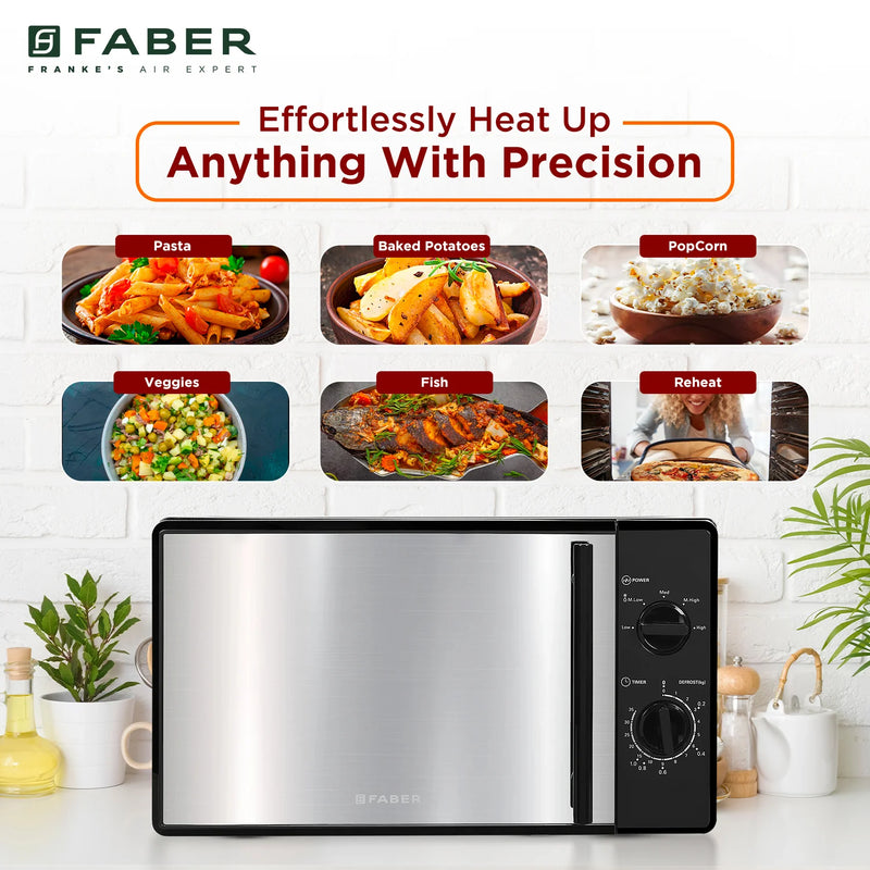 Faber FMW Instacook 20_S Microwave Oven – 20L Capacity, 700W Power, 5 Power Levels, Easy Clean Interior, Defrost Function-2
