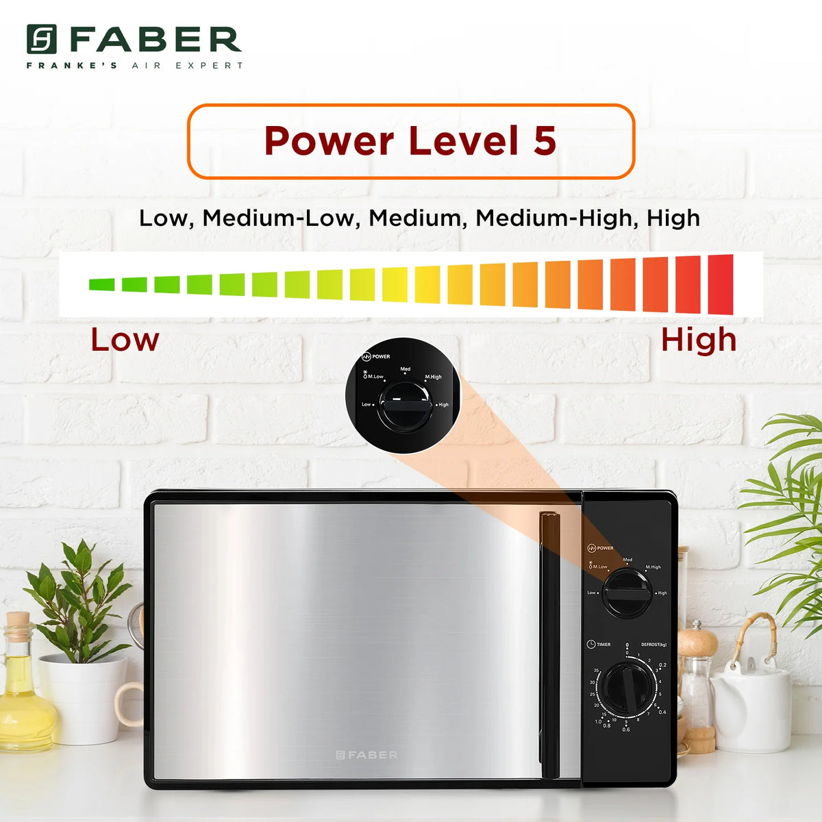 Faber FMW Instacook 20_S Microwave Oven – 20L Capacity, 700W Power, 5 Power Levels, Easy Clean Interior, Defrost Function-3