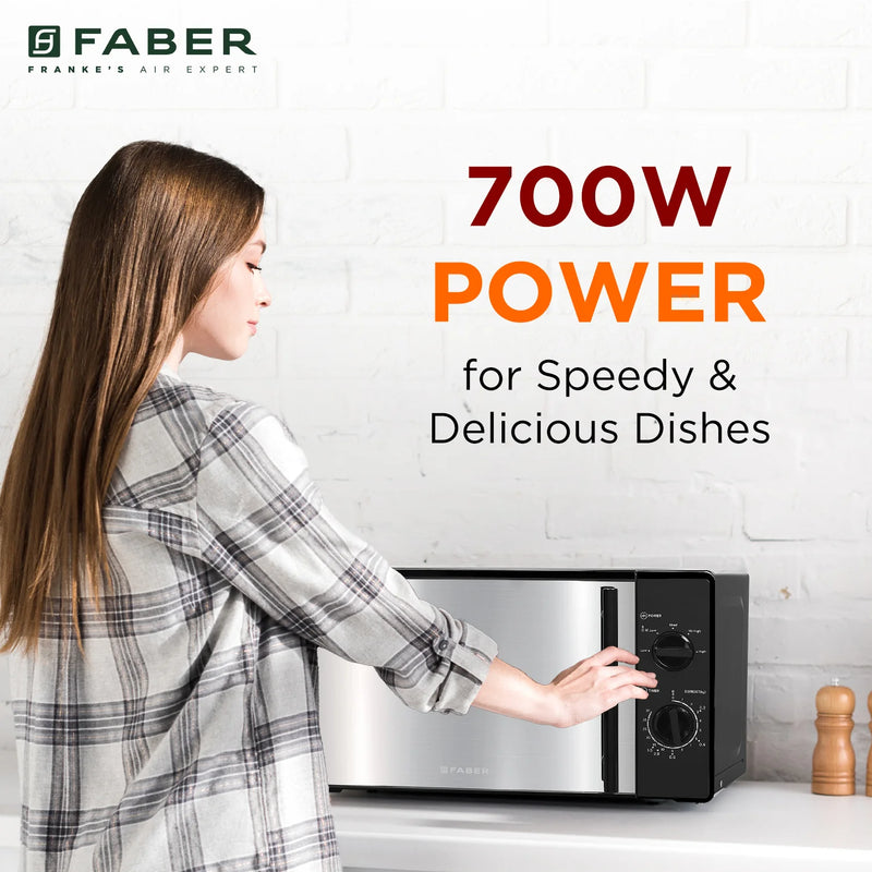 Faber FMW Instacook 20_S Microwave Oven – 20L Capacity, 700W Power, 5 Power Levels, Easy Clean Interior, Defrost Function-9