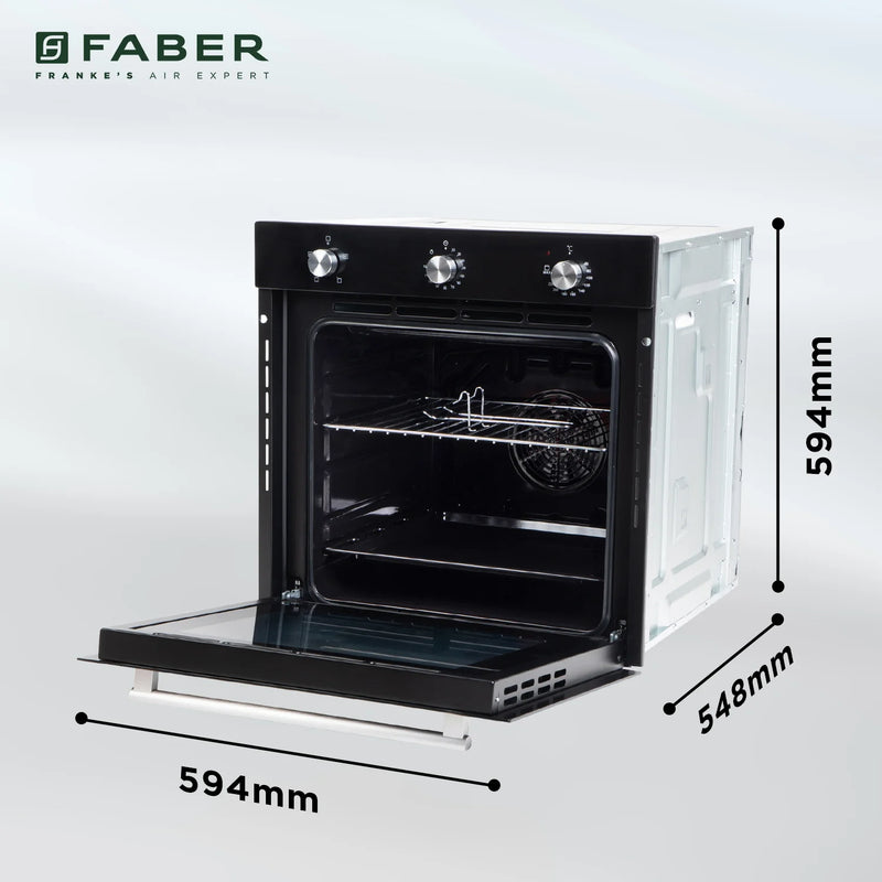Faber FBIO 80L 4F BK Built-in Oven – 80L Black Glass, 4 Cooking Functions, Push/Pull Knob Control, Mechanical Timer, Convection Cooking, Energy Efficient-10