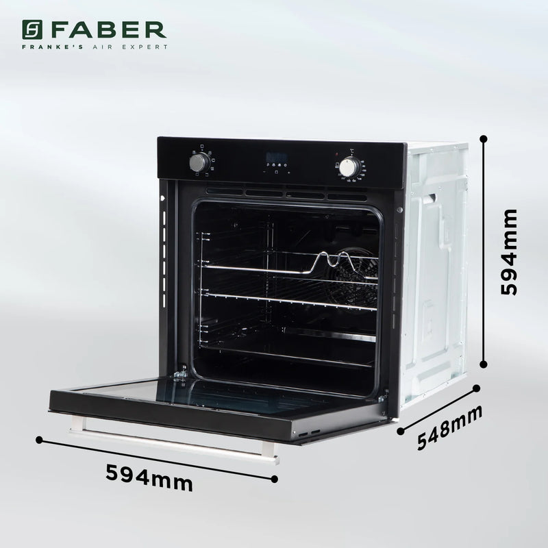 Faber FBIO 80L 8F BK Built-in Oven – 80L Black Glass, 8 Cooking Functions, Push/Pull Knob Control, Digital Timer, Convection & Grill Cooking, Energy Efficient-9