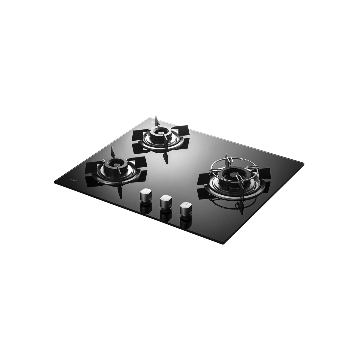 KAFF HBR 603B Built-in Hob | 3 Brass Burners | 60 cm | Auto Electric Ignition | Black Tempered Glass