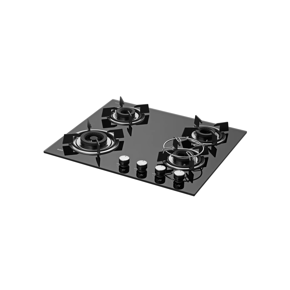 KAFF HBR 604A Built-in Hob | 4 Brass Burners | 60 cm | Auto Electric Ignition | Black Tempered Glass-1