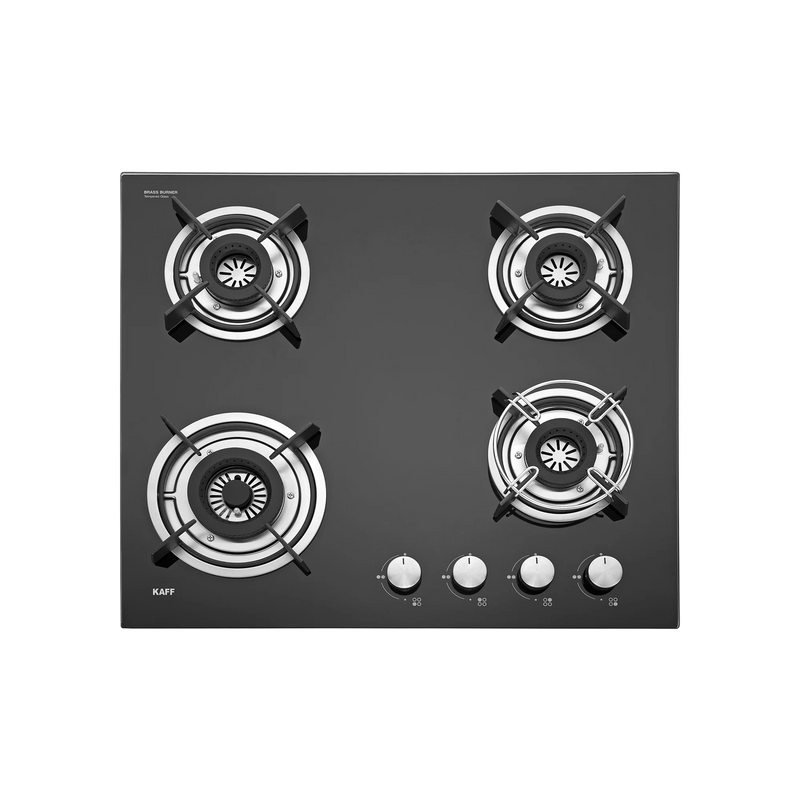 KAFF HBR 604A Built-in Hob | 4 Brass Burners | 60 cm | Auto Electric Ignition | Black Tempered Glass-2