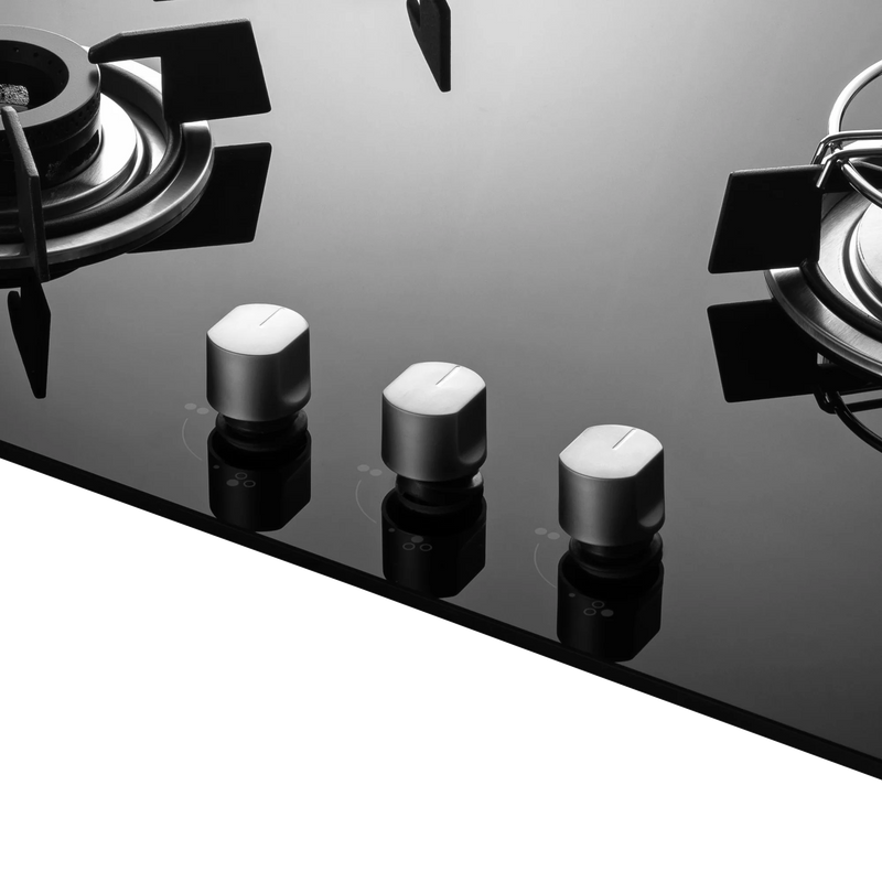 KAFF HBR 783B Built-in Hob | 3 Brass Burners | 78 cm | Auto Electric Ignition | Black Tempered Glass-4