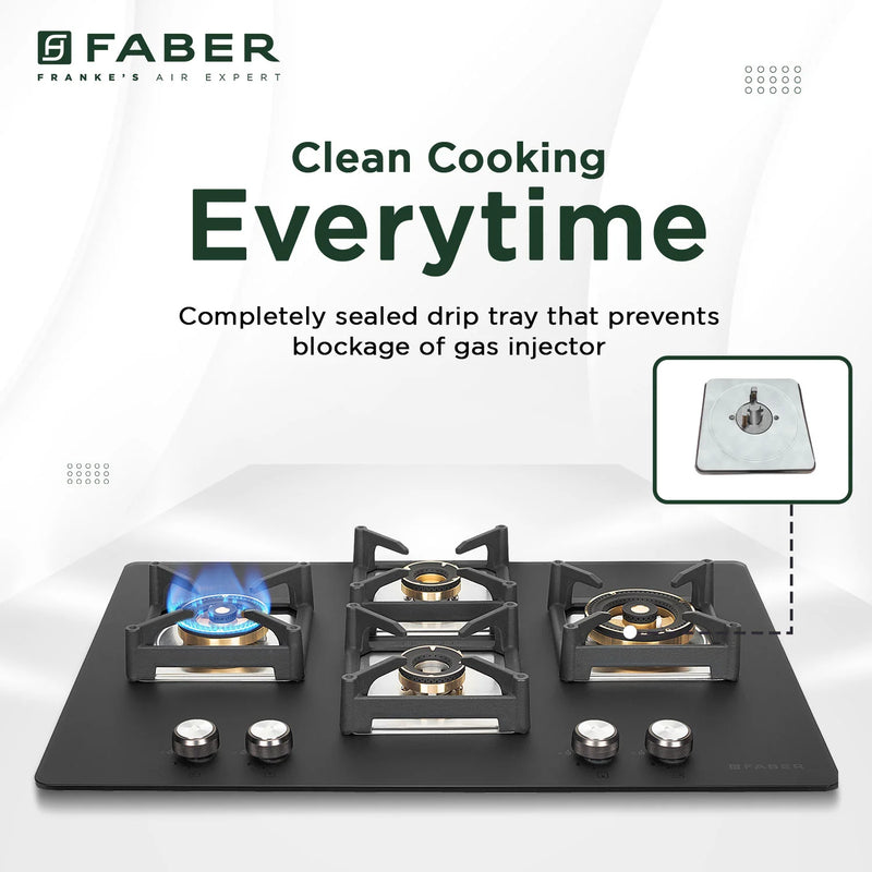 Faber Hob Bella HT 754 BR AI 75 cm Built-In Gas Hob – 4 Brass Burners, Auto Electric Ignition & Flame Failure Safety-12