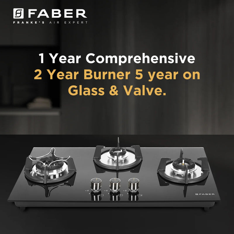 Faber HOB SUPERIA HT763 BR AI N – 3-Burner Brass Gas Hob, Toughened Black Glass, Auto Ignition, 76cm-4