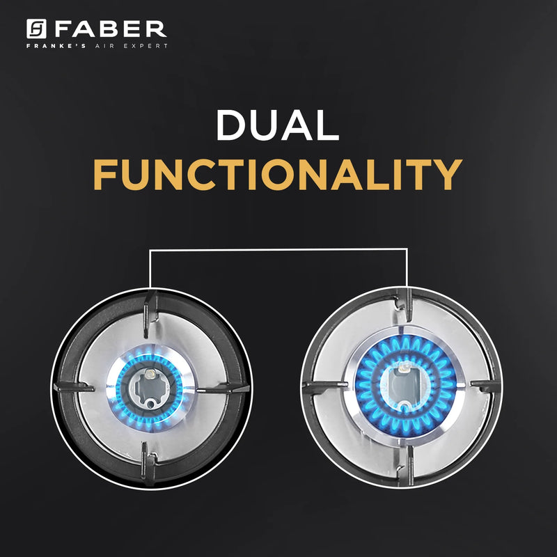 Faber HOB SUPERIA HT903 BR AI N – 3-Burner Brass Gas Hob, Toughened Black Glass, Auto Ignition, 90cm-7