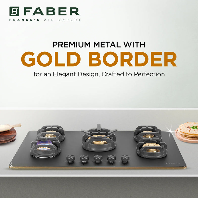 Faber Verona HD905 CI FFD AI 90 cm Built-In Gas Hob – 5 Brass Burners, Flame Failure Safety & Auto-Ignition-6