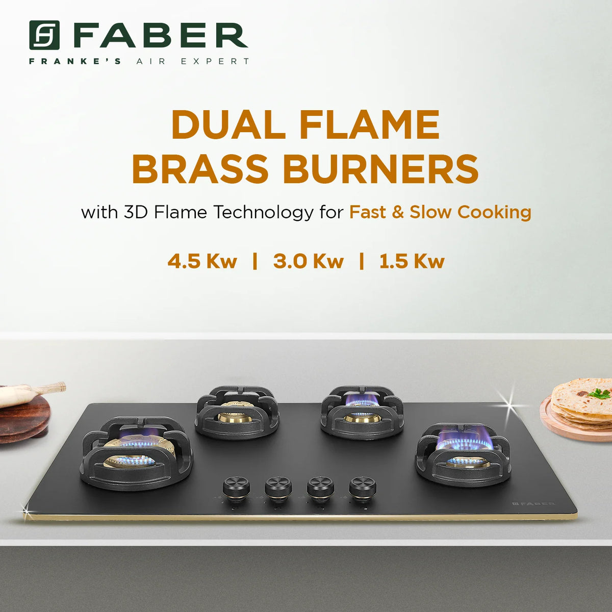Faber Verona HD904 CI FFD AI 90 cm Built-In Gas Hob – 4 Brass Burners, Flame Failure Safety & Auto-Ignition-6