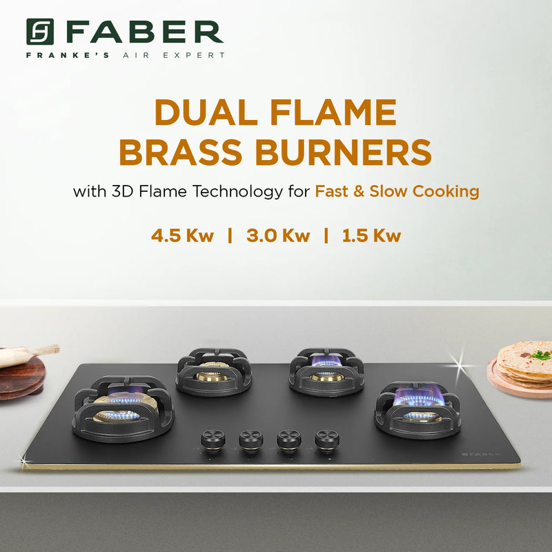 Faber Verona HD904 CI FFD AI 90 cm Built-In Gas Hob – 4 Brass Burners, Flame Failure Safety & Auto-Ignition-6