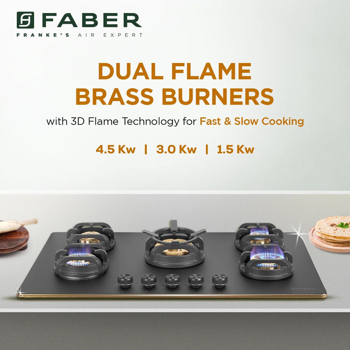 Faber Verona HD905 CI FFD AI 90 cm Built-In Gas Hob – 5 Brass Burners, Flame Failure Safety & Auto-Ignition-7