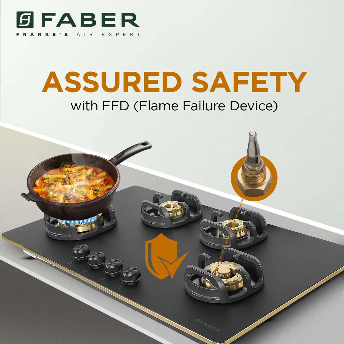 Faber Verona HD904 CI FFD AI 90 cm Built-In Gas Hob – 4 Brass Burners, Flame Failure Safety & Auto-Ignition-8