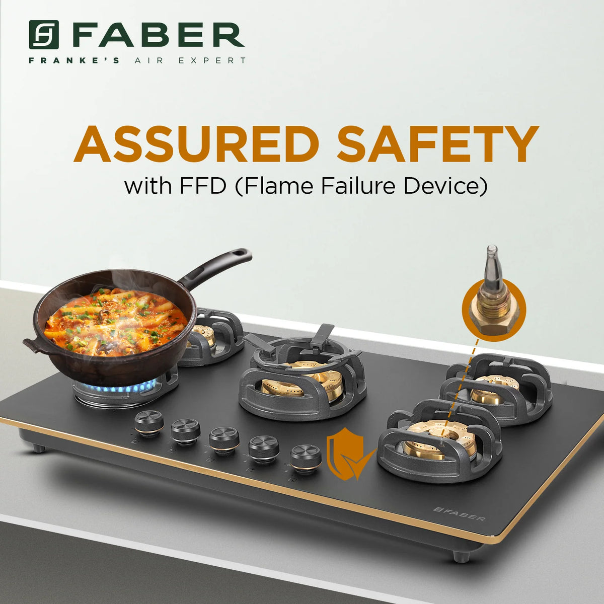 Faber Verona HD905 CI FFD AI 90 cm Built-In Gas Hob – 5 Brass Burners, Flame Failure Safety & Auto-Ignition-9