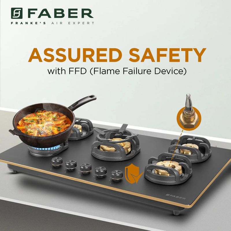 Faber Verona HD905 CI FFD AI 90 cm Built-In Gas Hob – 5 Brass Burners, Flame Failure Safety & Auto-Ignition-9
