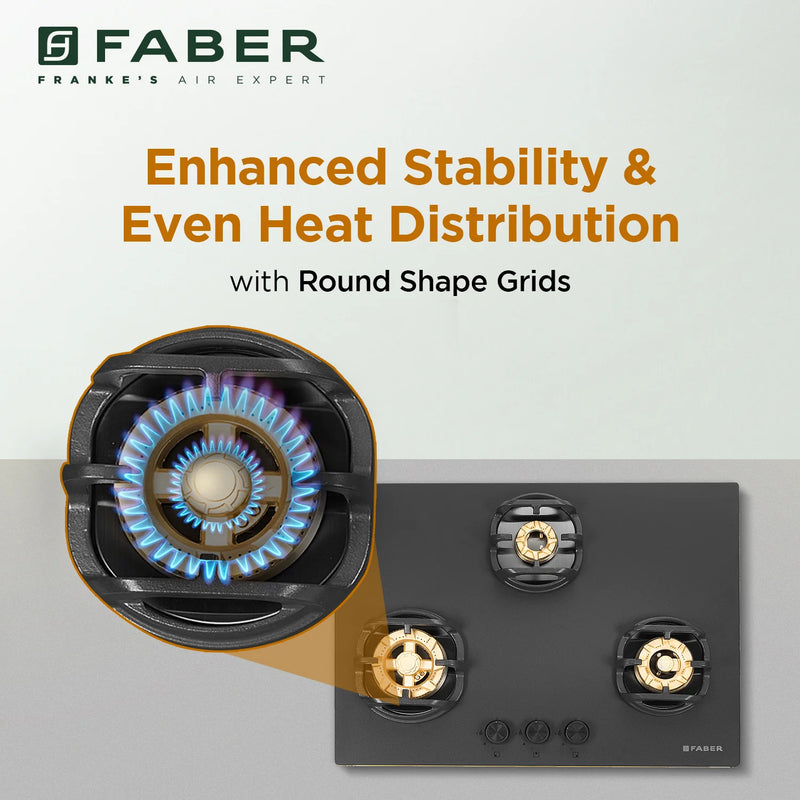 Faber Hob Verona HD723 CI FFD AI 72 cm Built-In Gas Hob – 3 Brass Burners, Flame Failure Safety & Cast Iron Pan Supports-15