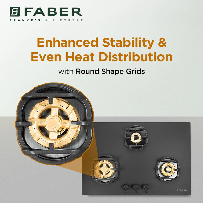 Faber Hob Verona HD783 CI FFD AI 75 cm Built-In Gas Hob – 3 Brass Burners, Flame Failure Safety & Auto-Ignition-16