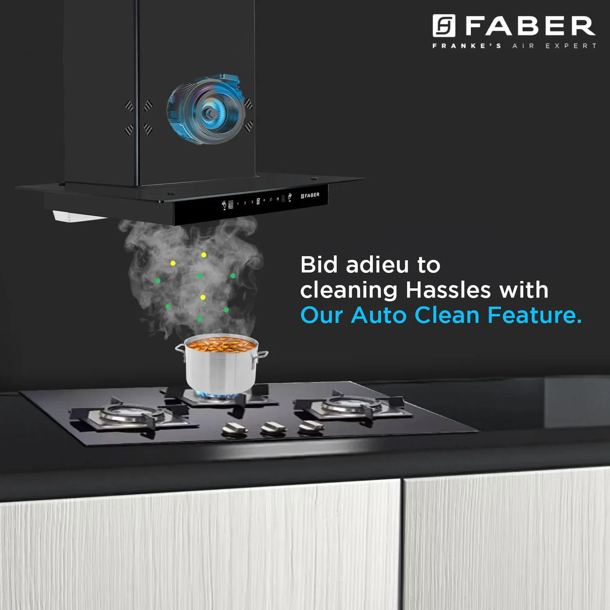 Faber Cosmos 3D HC SC BK BF 60 cm Wall-Mounted Chimney – 1400 m³/hr Suction, Baffle Filter & Auto-Clean-9