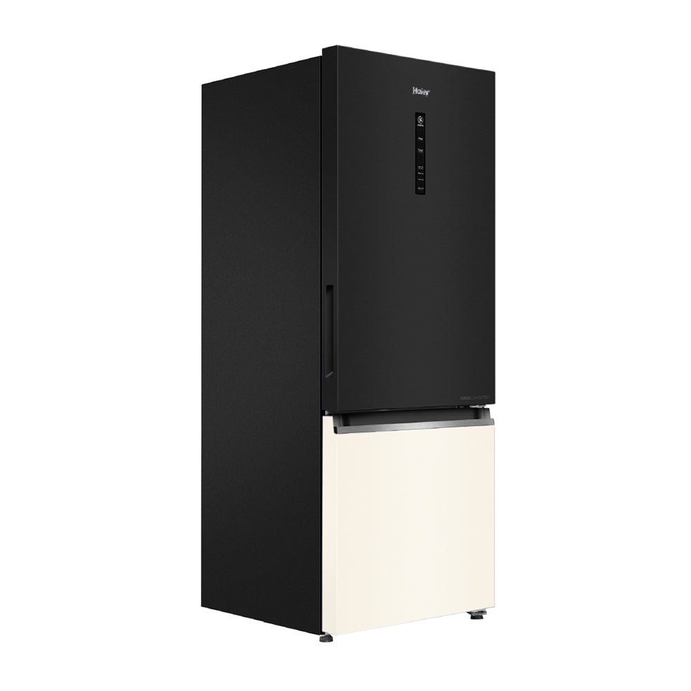 Haier 325L 2 Star Black White Glass Bottom Mount Refrigerator | HRB-3752KWGA-P-3