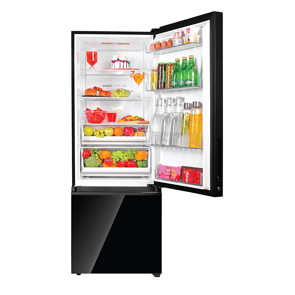 Haier 325L 2 Star Black Glass Bottom Mount Refrigerator | HRB-3752PKGA-P-2