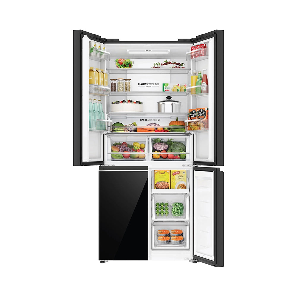 Haier Lumiere 520L 3 Star Black Glass French Door Refrigerator with Smart Sense AI | HRB-600KGU1-2