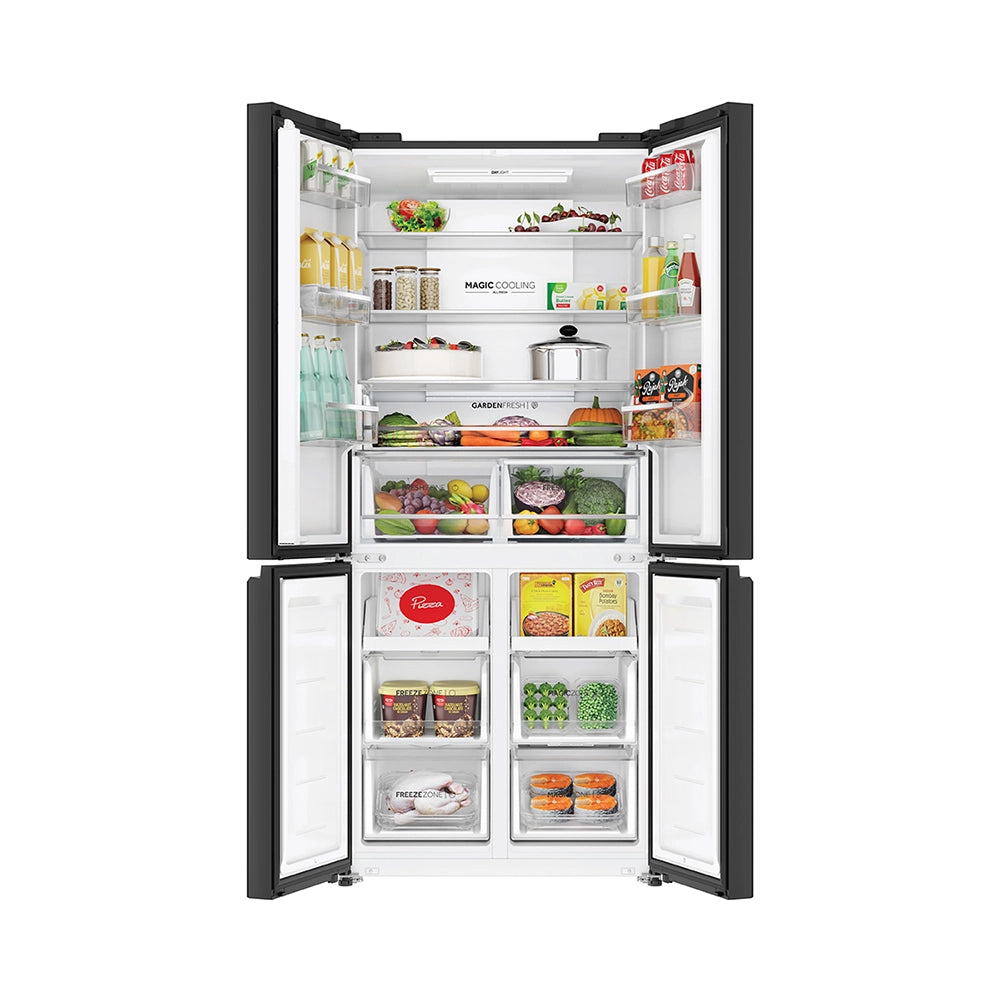 Haier Lumiere 520L 3 Star Black Glass French Door Refrigerator with Smart Sense AI | HRB-600KGU1-3