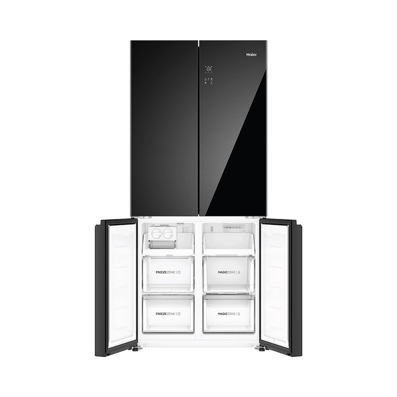 Haier Lumiere 520L 3 Star Black Glass French Door Refrigerator with Smart Sense AI | HRB-600KGU1-5