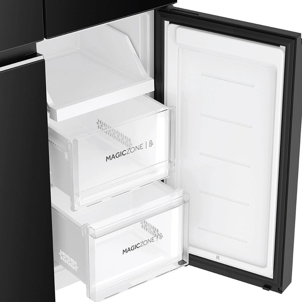 Haier Lumiere 520L 3 Star Black Glass French Door Refrigerator with Smart Sense AI | HRB-600KGU1-9