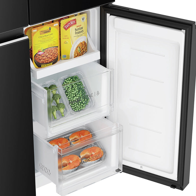 Haier Lumiere 520L 3 Star Black Glass French Door Refrigerator with Smart Sense AI | HRB-600KGU1-10