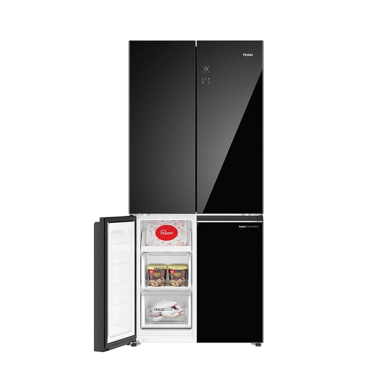 Haier Lumiere 520L 3 Star Black Glass French Door Refrigerator with Smart Sense AI | HRB-600KGU1-13
