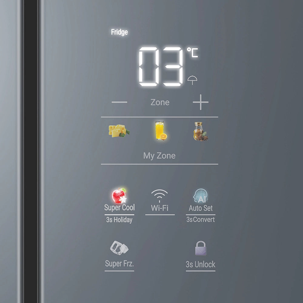 Haier Lumiere 520L 3 Star Mirror Glass French Door Refrigerator with Smart Sense AI | HRB-600MGU1-18
