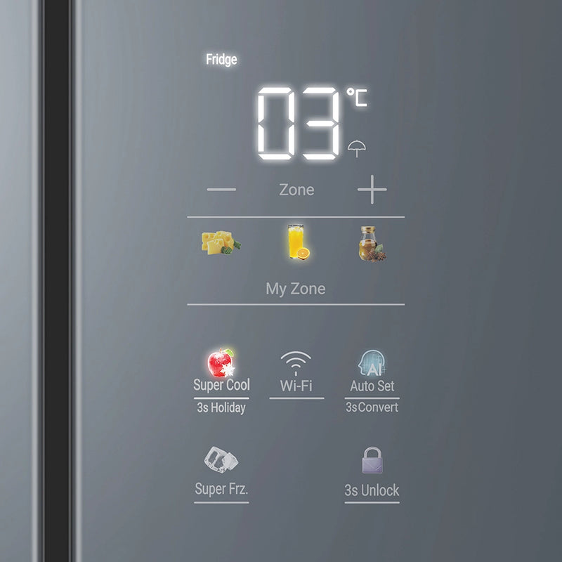 Haier Lumiere 520L 3 Star Mirror Glass French Door Refrigerator with Smart Sense AI | HRB-600MGU1-18